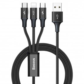 Cablu 3in1 BASEUS Rapid Micro USB / Lightning / Type-C, 3.5A, 1.2m - Negru