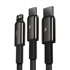 Cablu 3in1 BASEUS Tungsten Gold USB to Micro USB / Type-C / Lightning, 3.5A, 1.5m - Negru