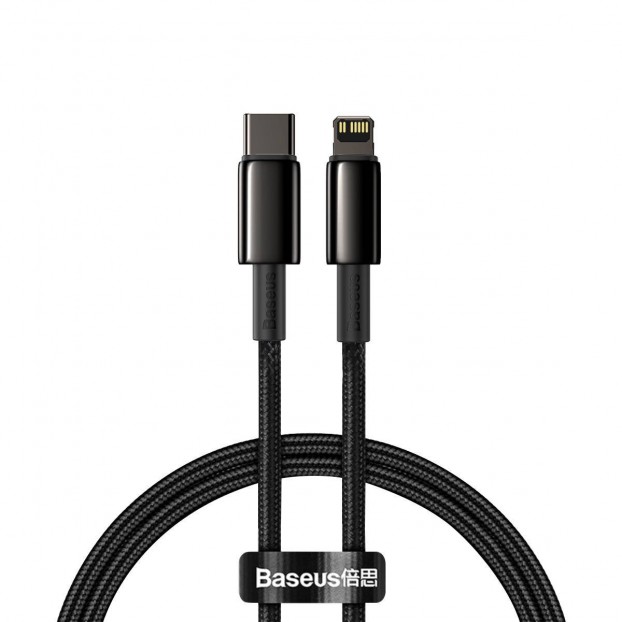Cablu BASEUS Tungsten Gold Fast Charging Type-C to Lightning PD 20W - Negru
