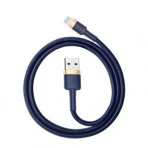 Cablu BASEUS Cafule USB to Lightning, 2.4A, 1m - Albastru & Auriu