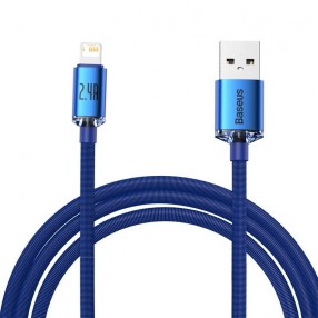 Cablu BASEUS Crystal Shine USB to Lightning, 2.4A, 2m - Albastru