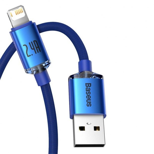 Cablu BASEUS Crystal Shine USB to Lightning, 2.4A, 2m - Albastru Cablu BASEUS Crystal Shine USB to Lightning, 2.4A, 2m - Albastru