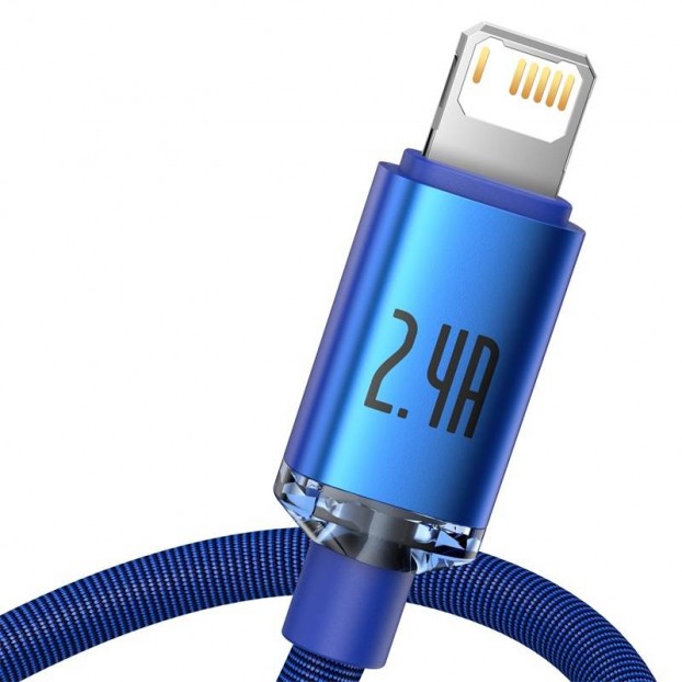 Cablu BASEUS Crystal Shine USB to Lightning, 2.4A, 2m - Albastru Cablu BASEUS Crystal Shine USB to Lightning, 2.4A, 2m - Albastru