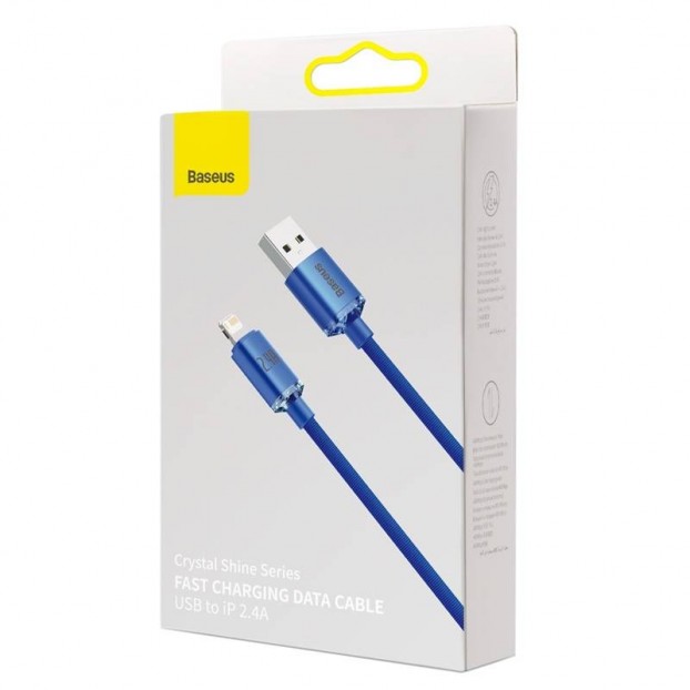 Cablu BASEUS Crystal Shine USB to Lightning, 2.4A, 2m - Albastru Cablu BASEUS Crystal Shine USB to Lightning, 2.4A, 2m - Albastru