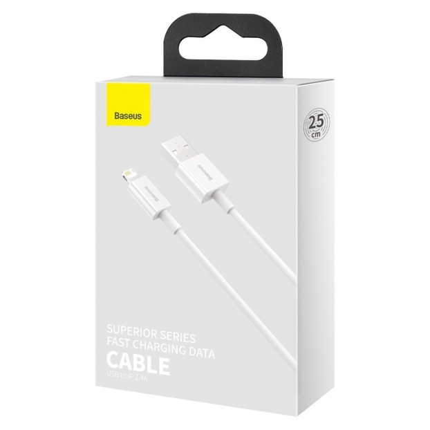 Cablu BASEUS Superior Series USB to Lightning, 2.4A, 0.25m - Alb Cablu BASEUS Superior Series USB to Lightning, 2.4A, 0.25m - Alb