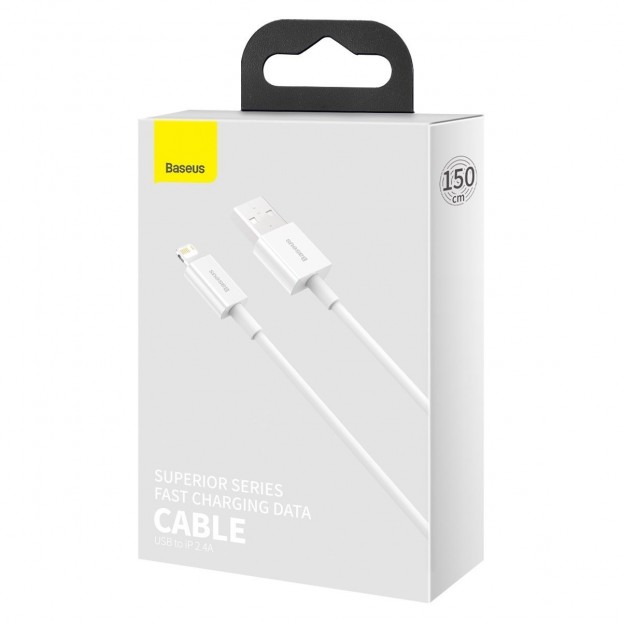 Cablu BASEUS Superior Series USB to Lightning, 2.4A, 1.5m - Alb Cablu BASEUS Superior Series USB to Lightning, 2.4A, 1.5m - Alb