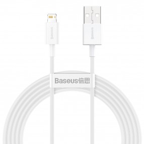 Cablu BASEUS Superior Series USB to Lightning, 2.4A, 2m - Alb