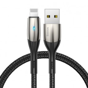 Cablu Baseus Horizontal LED USB to Lightning, 2.4A, 0.5m - Negru