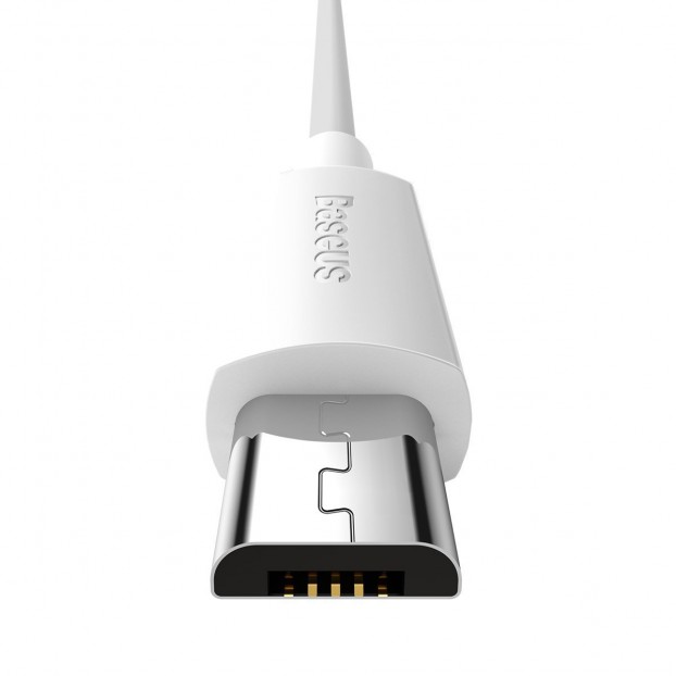 Set Cablu BASEUS Simple Wisdom USB to Micro USB, 2.1A. 1.5m, 2buc/set - Alb