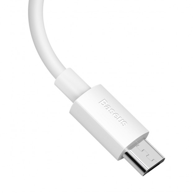 Set Cablu BASEUS Simple Wisdom USB to Micro USB, 2.1A. 1.5m, 2buc/set - Alb