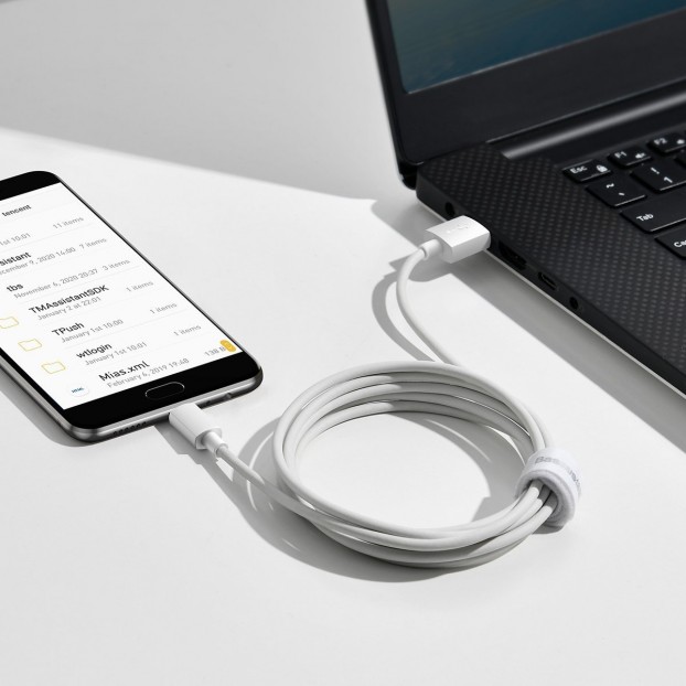 Set Cablu BASEUS Simple Wisdom USB to Micro USB, 2.1A. 1.5m, 2buc/set - Alb