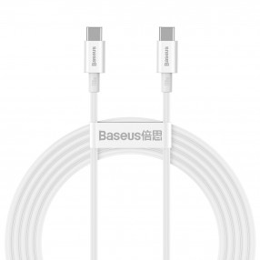 Cablu BASEUS Superior Series Type-C to Type-C, 100W, 2m - Alb