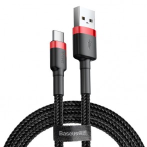 Cablu BASEUS Cafule USB to Type-C, 3A, 1m - Rosu & Negru