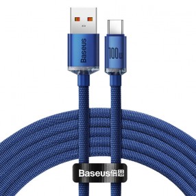 Cablu BASEUS Crystal Shine USB to Type-C, 100W, 2m - Albastru