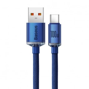 Cablu BASEUS Crystal Shine USB to Type-C, 100W, 2m - Albastru