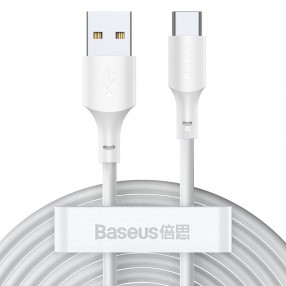 Set Cablu BASEUS Simple Wisdom USB to Type-C, 5A. 1.5m, 2buc/set - Alb