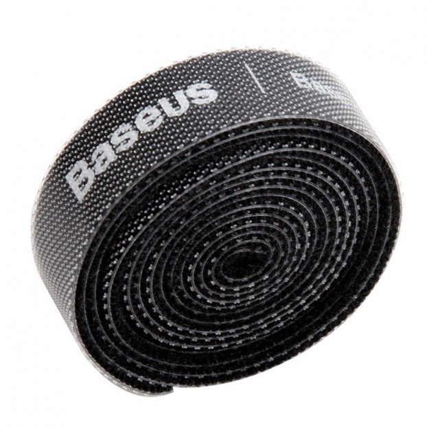 Organizator cabluri Baseus Rainbow Circle Velcro Straps, 1m - Negru