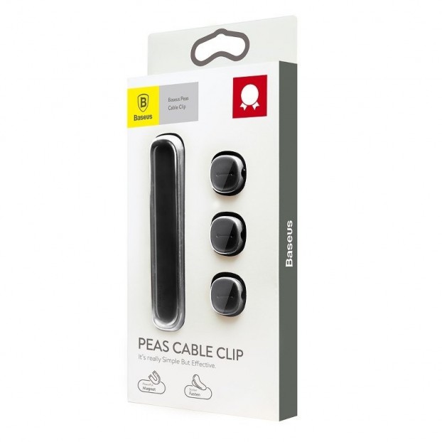 Set Organizator Cabluri Baseus Peas Cable Clip - Negru