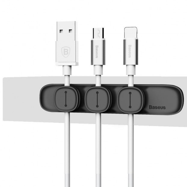 Set Organizator Cabluri Baseus Peas Cable Clip - Negru