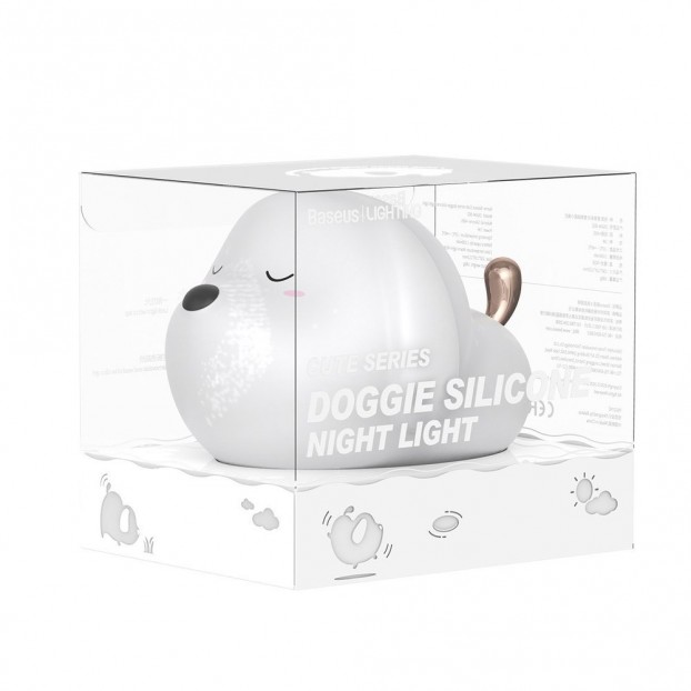 Lampa LED Wireless BASEUS Cute Series Doggie, 1100 mAh, Silicon, RGB - Alb