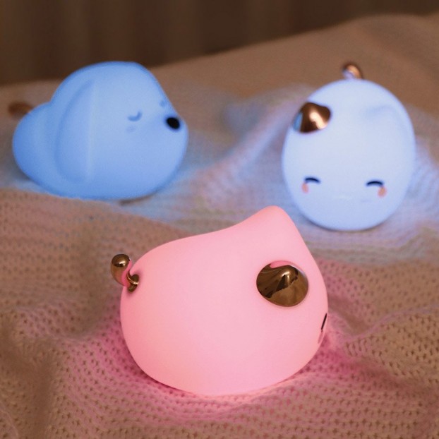Lampa LED Wireless BASEUS Cute Series Kitty, 1100 mAh, Silicon, RGB - Alb