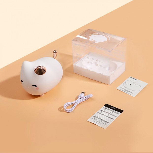 Lampa LED Wireless BASEUS Cute Series Kitty, 1100 mAh, Silicon, RGB - Alb