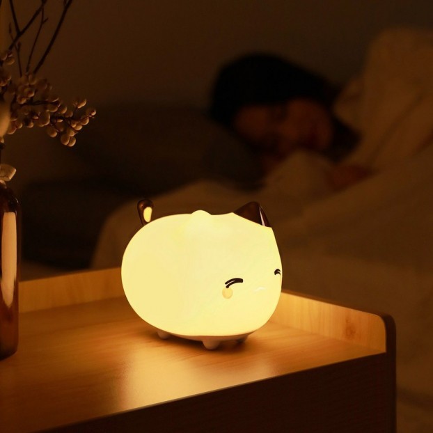 Lampa LED Wireless BASEUS Cute Series Kitty, 1100 mAh, Silicon, RGB - Alb