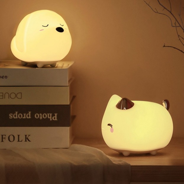 Lampa LED Wireless BASEUS Cute Series Kitty, 1100 mAh, Silicon, RGB - Alb