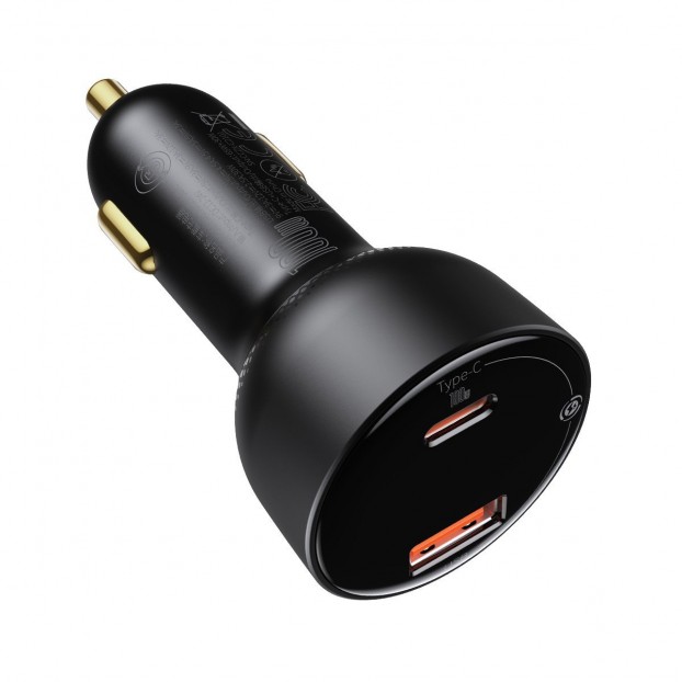 Set Incarcator Auto Baseus Supreme Car Charger 1x USB, 1x USB C, 100W + Cablu USB C - USB C - Negru