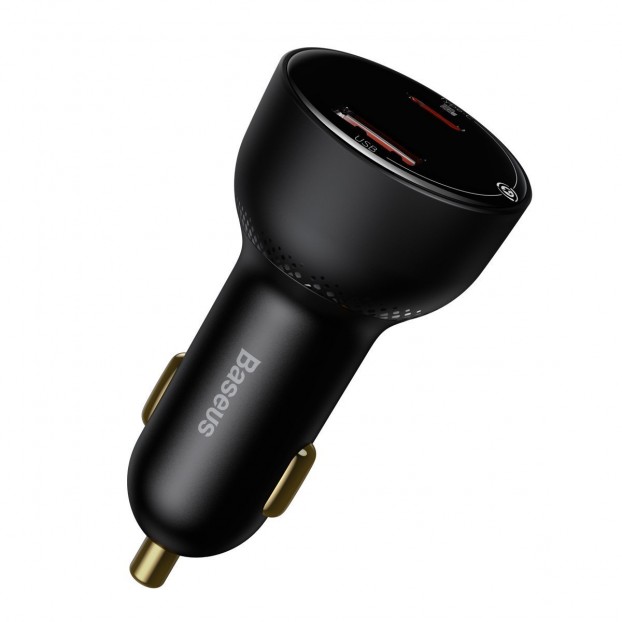 Set Incarcator Auto Baseus Supreme Car Charger 1x USB, 1x USB C, 100W + Cablu USB C - USB C - Negru
