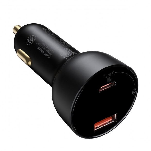 Set Incarcator Auto Baseus Supreme Car Charger 1x USB, 1x USB C, 100W + Cablu USB C - USB C - Negru