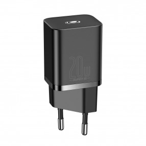 Set Incarcator de retea Baseus Super Si Quick Charger 1C 20W + Cablu USB C - Lightning 1m - Negru