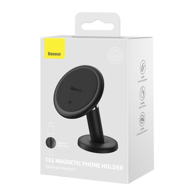 Suport Auto Baseus C01 Magnetic Phone Holder Stick-On Version pentru bord - Negru Suport Auto Baseus C01 Magnetic Phone Holder Stick-On Version pentru bord - Negru