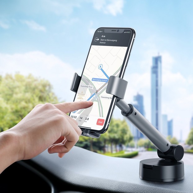 Suport Auto Baseus Simplism Gravity pentru bord sau parbriz - Argintiu