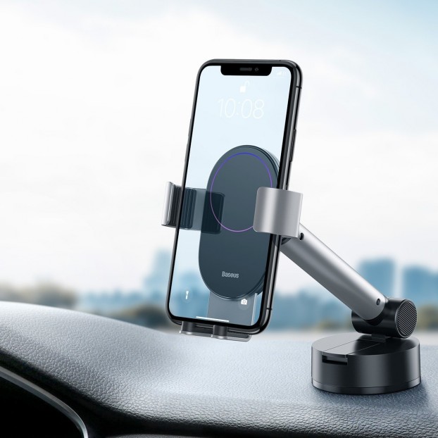 Suport Auto Baseus Simplism Gravity pentru bord sau parbriz - Argintiu