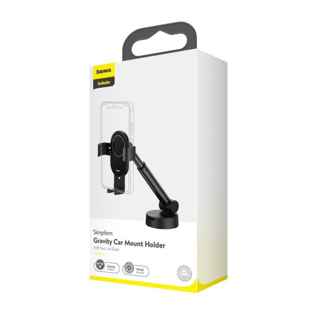 Suport Auto Baseus Simplism Gravity pentru bord sau parbriz - Negru