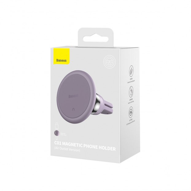 Suport Auto Baseus C01 Magnetic Phone Holder Air Outlet Version pentru grila de ventilatie - Mov Suport Auto Baseus C01 Magnetic Phone Holder Air Outlet Version pentru grila de ventilatie - Mov