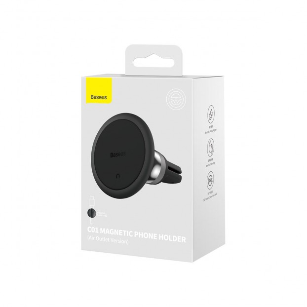 Suport Auto Baseus C01 Magnetic Phone Holder Air Outlet Version pentru grila de ventilatie - Negru Suport Auto Baseus C01 Magnetic Phone Holder Air Outlet Version pentru grila de ventilatie - Negru