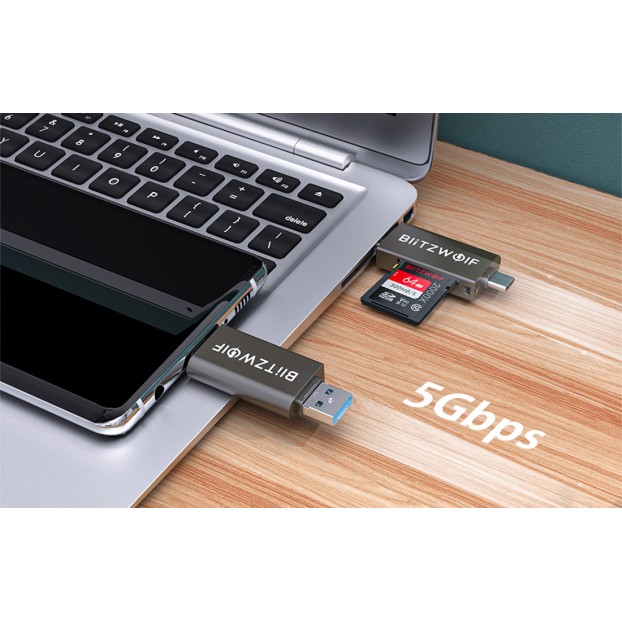 Card reader BlitzWolf BW-CR1SD USB-C / USB-A - Negru Card reader BlitzWolf BW-CR1SD USB-C / USB-A - Negru
