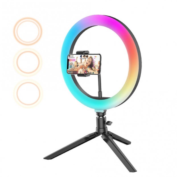 Lampa Circulara LED cu Suport telefon BlitzWolf  BW-SL5 LED Flash Ring RGB