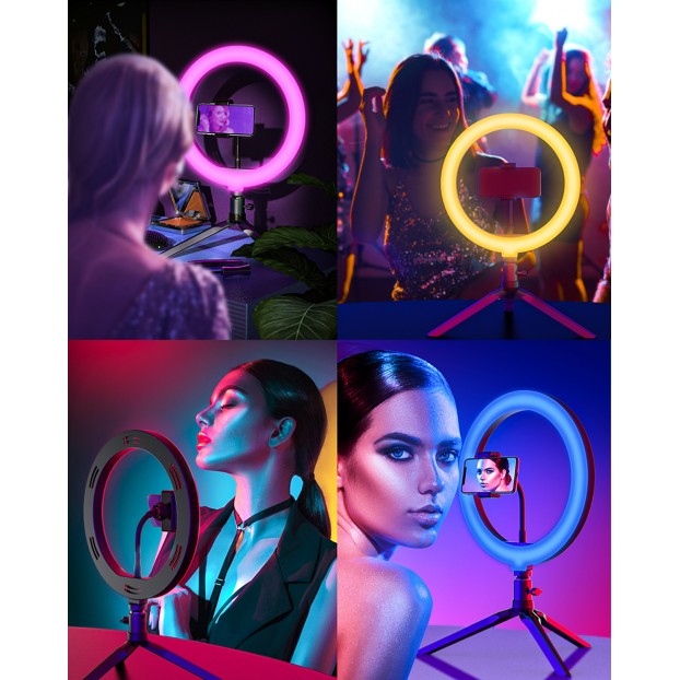 Lampa Circulara LED cu Suport telefon BlitzWolf  BW-SL5 LED Flash Ring RGB
