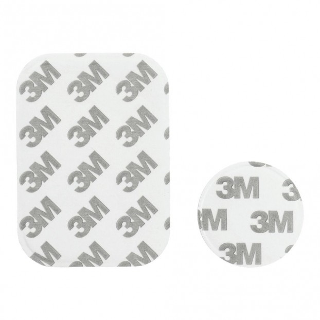 Set 2 Placute Metalice cu banda adeziva pentru suporturi auto magnetice, Piele - Alb