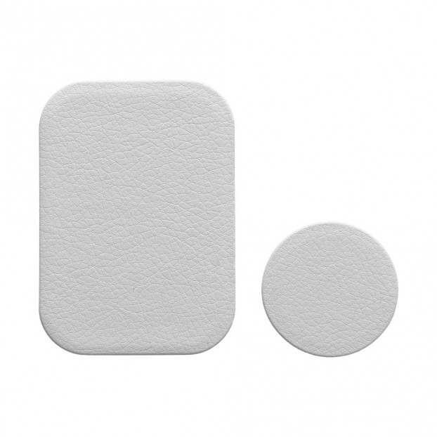 Set 2 Placute Metalice cu banda adeziva pentru suporturi auto magnetice, Piele - Argintiu