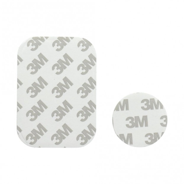 Set 2 Placute Metalice cu banda adeziva pentru suporturi auto magnetice, Piele - Argintiu