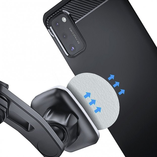 Set 2 Placute Metalice cu banda adeziva pentru suporturi auto magnetice, Piele - Argintiu