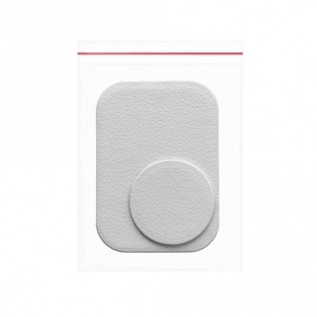 Set 2 Placute Metalice cu banda adeziva pentru suporturi auto magnetice, Piele - Argintiu