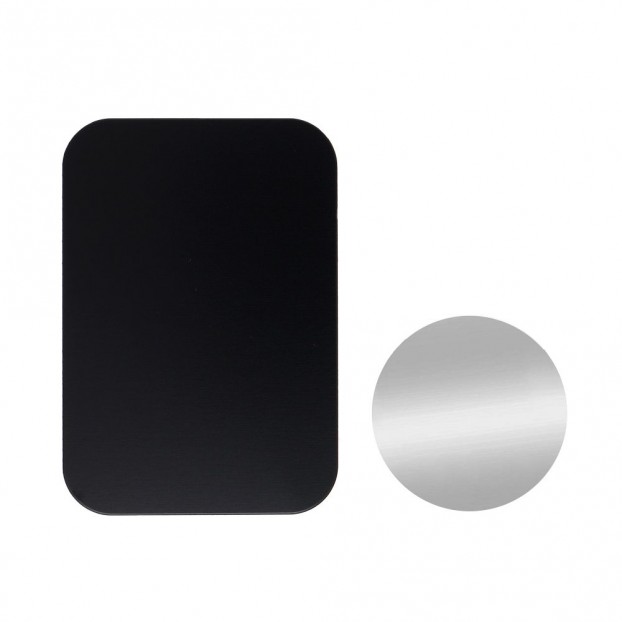 Set 2 Placute metalice cu banda adeziva pentru suporturi auto magnetice - Negru