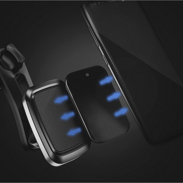Set 2 Placute metalice cu banda adeziva pentru suporturi auto magnetice - Negru