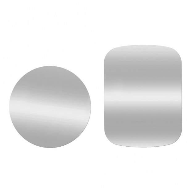 Set 2 Placute metalice cu banda adeziva pentru suporturi auto magnetice - Argintiu