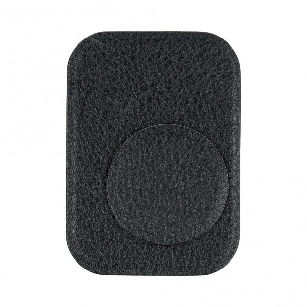 Set 2 Placute Metalice cu banda adeziva pentru suporturi auto magnetice, Piele - Negru